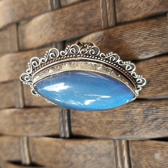 New Huge Dichoric Glass Antique Design 925 Silver Ring. - Picture 16 of 16